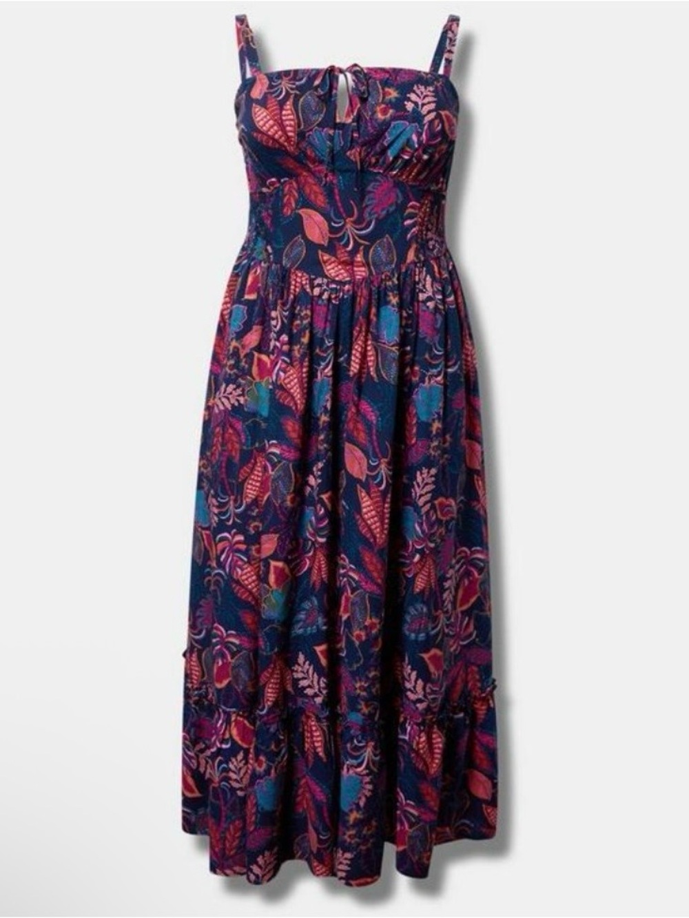Torrid Smocked Tie Bodice Floral Maxi Dress - Size 1X - NWT!